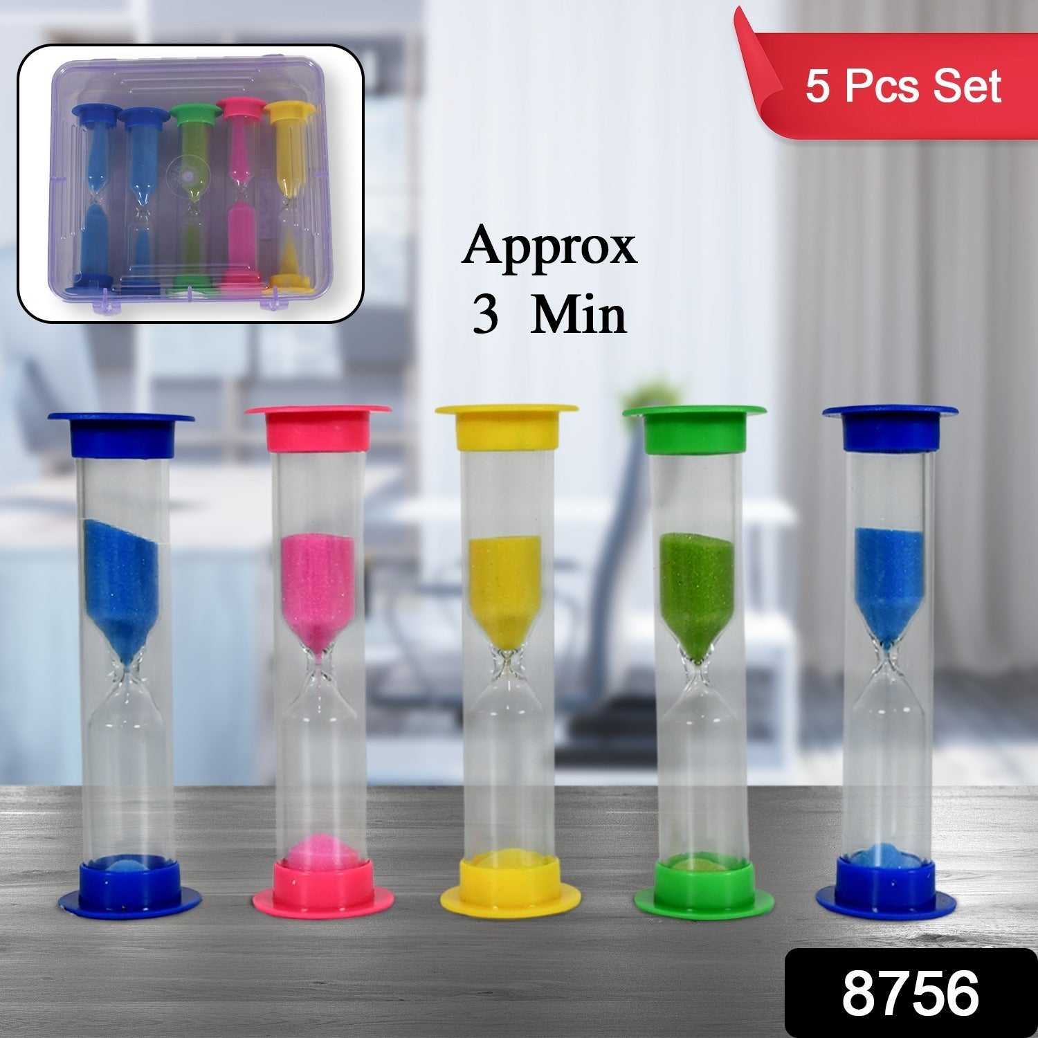 8756 Sand Timer Plastic Hourglass, Sand Glass Toy Sand Clock for Kitchen, Office, School and Brushing Teeth for Bathroom Timer Clock Children Hourglass Sand glass Toothbrush Household Sand Clock (3 Min Approx / 5 pc) 8756 Sand Timer Plastic Hourglass, Sand Glass Toy Sand Clock for Kitchen, Office, School and Brushing Teeth for Bathroom Timer Clock Children Hourglass Sand glass Toothbrush Household Sand Clock (3 Min Approx / 5 pc)